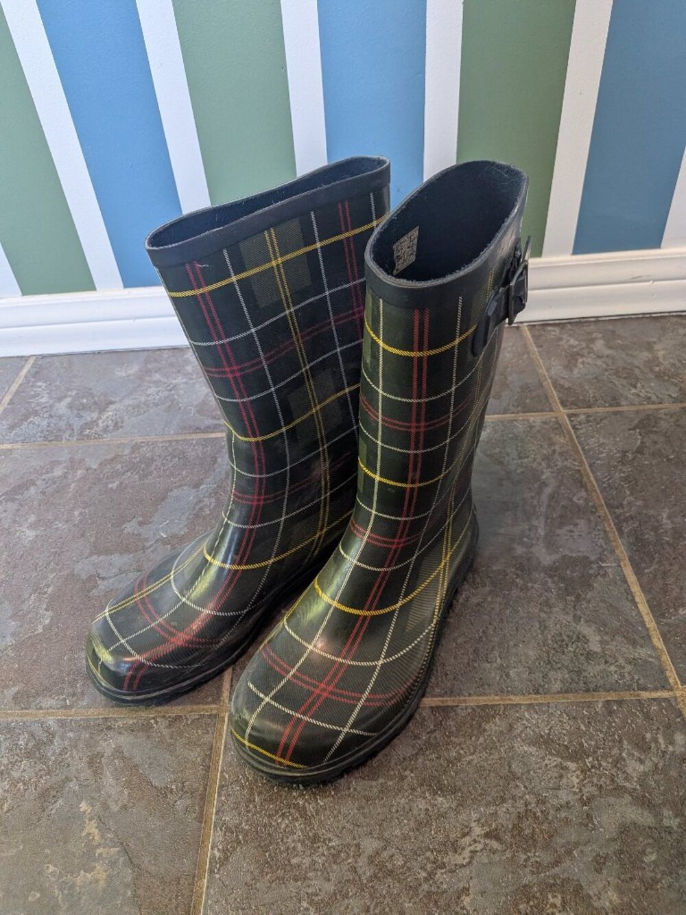 Plaid Rain Boots (Women's Size 12)